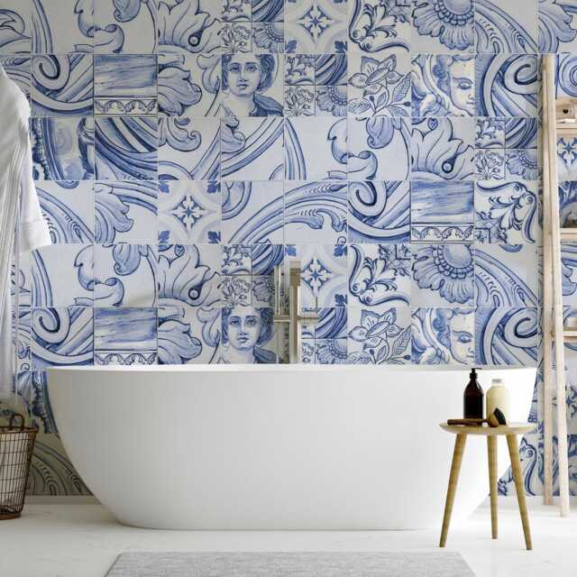 Portuguese Tiles, Tile Stickers, Decal, Carrelage Adh??sif, Fliesenaufkleber, Mosaic Wall Art, Pack Of 30 - Skuheritage - image 1