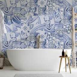 Portuguese Tiles, Tile Stickers, Decal, Carrelage Adh??sif, Fliesenaufkleber, Mosaic Wall Art, Pack Of 30 - Skuheritage - thumbnail 1