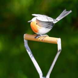 Large Robin On Spade Bird Feeder Bath - Metal Robins Garden Ornament Outdoor - thumbnail 3