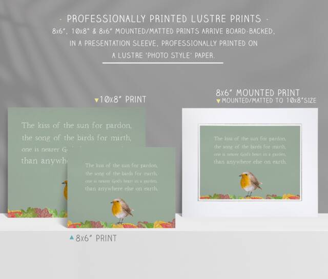 Robin Gardener's Quote Print - God's Garden Botanical Art Gift - image 1