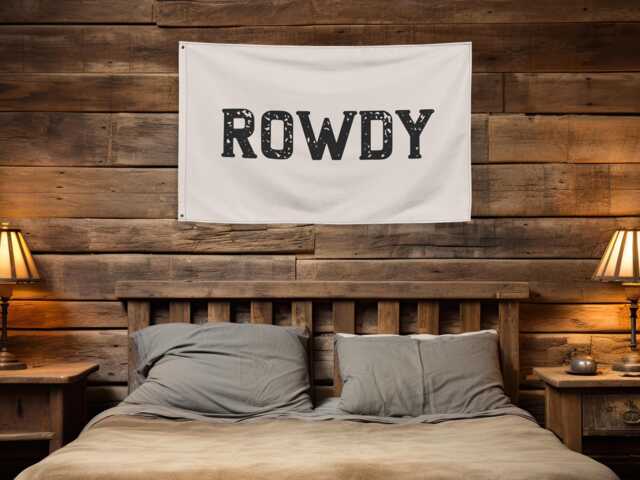Rowdy Sign Banner, Ranch Wall Decor, Western Fabric Southwestern Art, Typography, Southern Home Modern Farmhouse - image 1