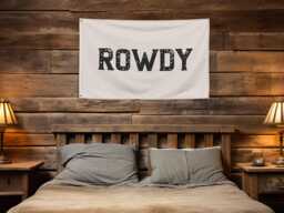 Rowdy Sign Banner, Ranch Wall Decor, Western Fabric Southwestern Art, Typography, Southern Home Modern Farmhouse
