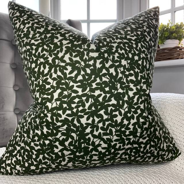 Decorative Pillow, Cushion Cover, Pillow Made in UK - Designer John Lewis & Partners Green Leaf Trail 100% Cotton - image 1