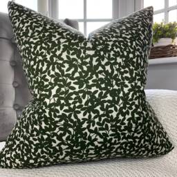 Decorative Pillow, Cushion Cover, Pillow Made in UK - Designer John Lewis & Partners Green Leaf Trail 100% Cotton - thumbnail 1