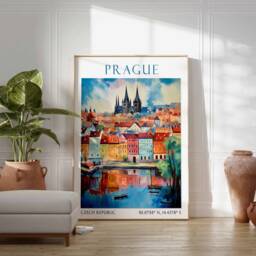 Prague Travel Print, Poster, Czech Republic Wall Art, Charles Bridge Decor, Gift, Vintage Art - thumbnail 3