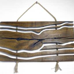Handmade Walnut Wood Wall Hanging Minimalist Art Banner - thumbnail 2