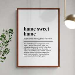 Hame Sweet Scottish Phrase Definition Scotland Gift Wall Art Print - thumbnail 2