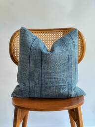 Indigo Neutral Tribal Hemp Hand Woven Natural Dye Color Lumbar Pillow Cover - thumbnail 1