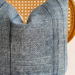 Indigo Neutral Tribal Hemp Hand Woven Natural Dye Color Lumbar Pillow Cover - thumbnail 2