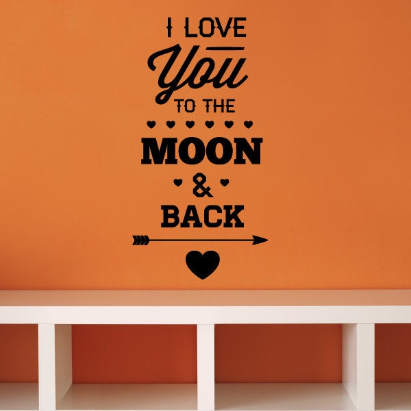 I Love You To The Moon & Back Valentines Day Quote Wall Decal - Vinyl Car Id003 - image 1