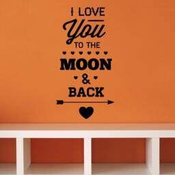 I Love You To The Moon & Back Valentines Day Quote Wall Decal - Vinyl Car Id003 - thumbnail 1