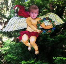 Personalize It Cherub Kid Classic - Multi-Use 10''x 12'' Diy Customize Great For Baby's 1st Christmas - Light Skin Angel Tree Topper