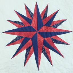 Custom Amish Starburst Quilt, Hand-Quilted Red & Navy Patchwork Bedspread, Made-To-Order Heirloom Bedding, Queen To Cal King D??cor - thumbnail 4