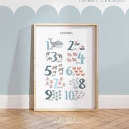 Numbers Print, Under The Ocean Boy Nursery, Nautical Nursery Educational Scandi Decor, Playroom Kids Wall Art - thumbnail 2