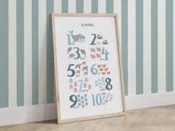 Numbers Print, Under The Ocean Boy Nursery, Nautical Nursery Educational Scandi Decor, Playroom Kids Wall Art - thumbnail 1