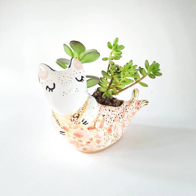 Purrmaid Planter, Mermaid Ceramic Cat, Cat Lover Gift, Purrmaid, Birthday Gift For Friend - image 1