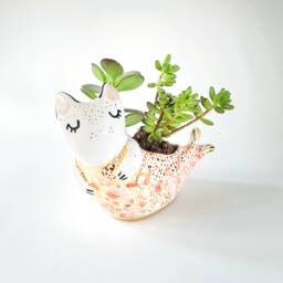 Purrmaid Planter, Mermaid Ceramic Cat, Cat Lover Gift, Purrmaid, Birthday Gift For Friend - thumbnail 1