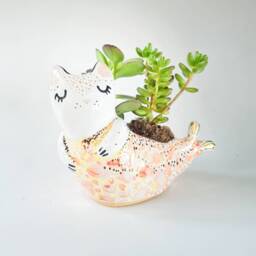 Purrmaid Planter, Mermaid Ceramic Cat, Cat Lover Gift, Purrmaid, Birthday Gift For Friend - thumbnail 3