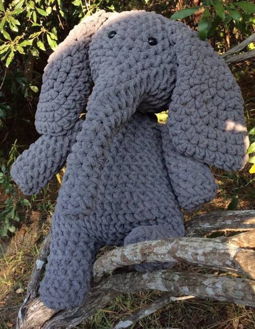 Crochet Baby Stuffed Elephant, Plush Gift Message Me For The Color You Prefer-Gray Or Pink - image 1