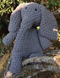 Crochet Baby Stuffed Elephant, Plush Gift Message Me For The Color You Prefer-Gray Or Pink - thumbnail 1