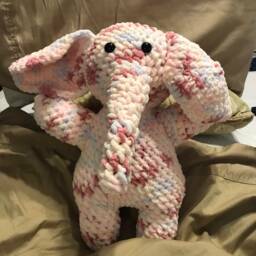 Crochet Baby Stuffed Elephant, Plush Gift Message Me For The Color You Prefer-Gray Or Pink - thumbnail 2