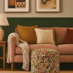 Handmade Pouffe in Linwood Omega Chesil Beach Dressing Table Stool, Livingroom Footstool - thumbnail 3