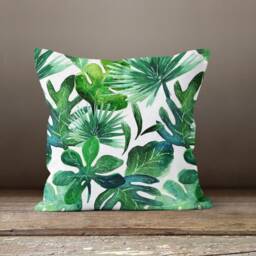 Green Palm Leaves Cushion Case-Pam Leaf Pillow Cover-Decorative Cushion Cover-Home Decor Case-Gift For Her Cushion-Handmade Material - thumbnail 4