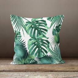 Green Palm Leaves Cushion Case-Pam Leaf Pillow Cover-Decorative Cushion Cover-Home Decor Case-Gift For Her Cushion-Handmade Material - thumbnail 2