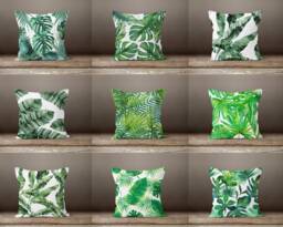 Green Palm Leaves Cushion Case-Pam Leaf Pillow Cover-Decorative Cushion Cover-Home Decor Case-Gift For Her Cushion-Handmade Material - thumbnail 1