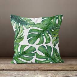Green Palm Leaves Cushion Case-Pam Leaf Pillow Cover-Decorative Cushion Cover-Home Decor Case-Gift For Her Cushion-Handmade Material - thumbnail 3