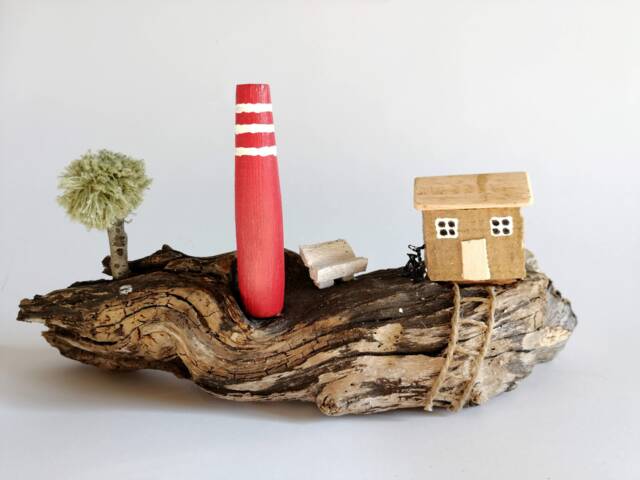 Driftwood House Art Wood Gift Natural Home Decor Wooden Houses Coastal Birthday Handmade Gift - image 1