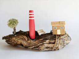Driftwood House Art Wood Gift Natural Home Decor Wooden Houses Coastal Birthday Handmade Gift - thumbnail 1