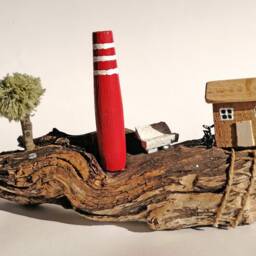 Driftwood House Art Wood Gift Natural Home Decor Wooden Houses Coastal Birthday Handmade Gift - thumbnail 2