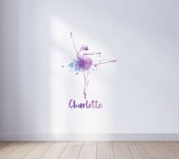 Dancer Gift , Personalised Ballerina Wall Art For Her Girls Room Decor Customized Decal Dance Sticker - thumbnail 1