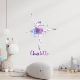 Dancer Gift , Personalised Ballerina Wall Art For Her Girls Room Decor Customized Decal Dance Sticker - thumbnail 3