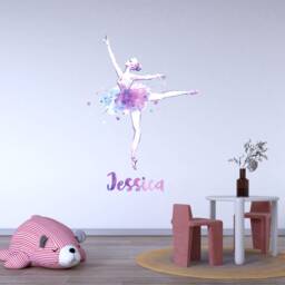 Dancer Gift , Personalised Ballerina Wall Art For Her Girls Room Decor Customized Decal Dance Sticker - thumbnail 2
