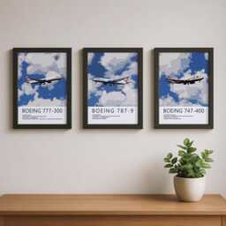 Triple Pack British Airways Boeing Prints - 747, 777, 787 Dreamliner Aviation Art Bundle - Pilot Gift, Poster, Plane - thumbnail 1