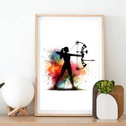 Archery Girl Wall Art Set - Of 3 Prints - Watercolour Painting Posters For Kids Archer Poster Gift Ideas Decor - thumbnail 2