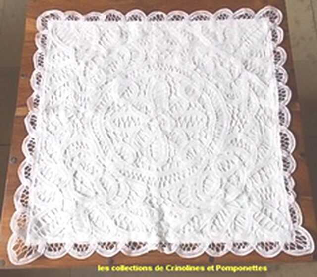 Cushion Cover Hand Embroidered Renaissance Lace Square White Manon 40cm - image 1