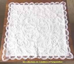 Cushion Cover Hand Embroidered Renaissance Lace Square White Manon 40cm - thumbnail 1