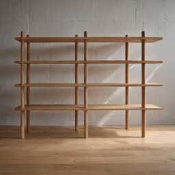 Solid Wood Shelf Made Of Oak Or Walnut - Handcrafted, Minimalist, Modern Bookshelf, Room Divider in A Plug-In System - thumbnail 1