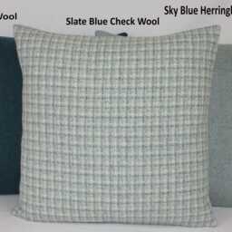 Sky Blue Herringbone Wool Abraham Moon British Made 100% Cushion Pillow Cover Square Rectangle Lumbar - Superior Quality - thumbnail 4