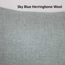 Sky Blue Herringbone Wool Abraham Moon British Made 100% Cushion Pillow Cover Square Rectangle Lumbar - Superior Quality - thumbnail 2