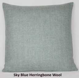 Sky Blue Herringbone Wool Abraham Moon British Made 100% Cushion Pillow Cover Square Rectangle Lumbar - Superior Quality