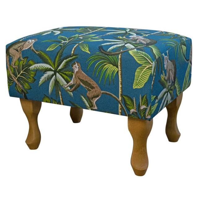 Teal Monkey Footstool - Tropical Jungle Stool Handmade in Britain - image 1