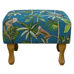 Teal Monkey Footstool - Tropical Jungle Stool Handmade in Britain - thumbnail 2