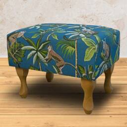 Teal Monkey Footstool - Tropical Jungle Stool Handmade in Britain - thumbnail 3