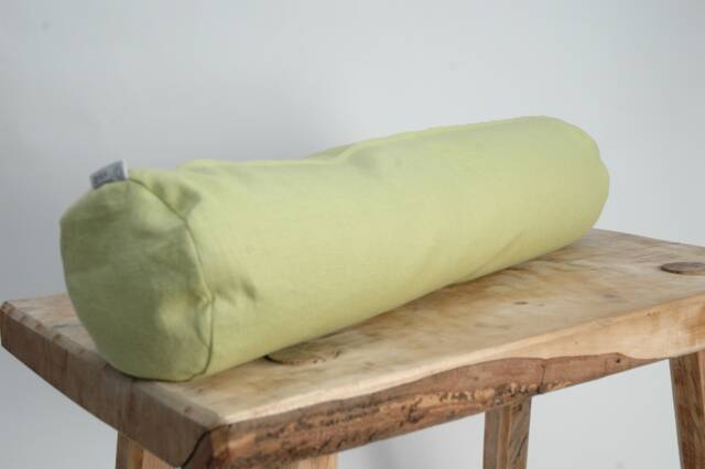 Green Linen Bolster Pillow, Roll Neck Buckwheat 5'x20'/13x50cm Pillow - image 1