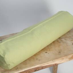Green Linen Bolster Pillow, Roll Neck Buckwheat 5'x20'/13x50cm Pillow - thumbnail 2