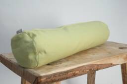 Green Linen Bolster Pillow, Roll Neck Buckwheat 5'x20'/13x50cm Pillow - thumbnail 1